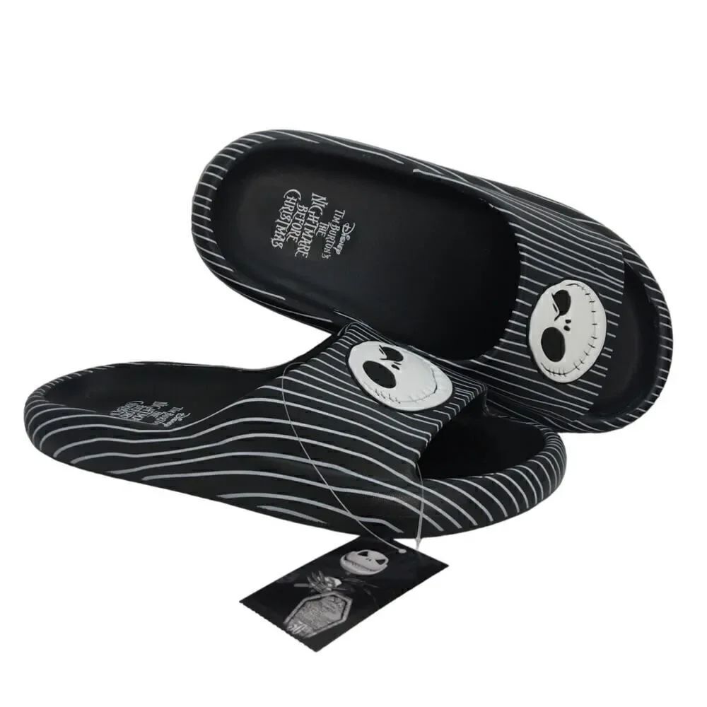 Nightmare Before Christmas Mens NEW w/Tags Black/Silver Slip-on Sandals - sz. 11